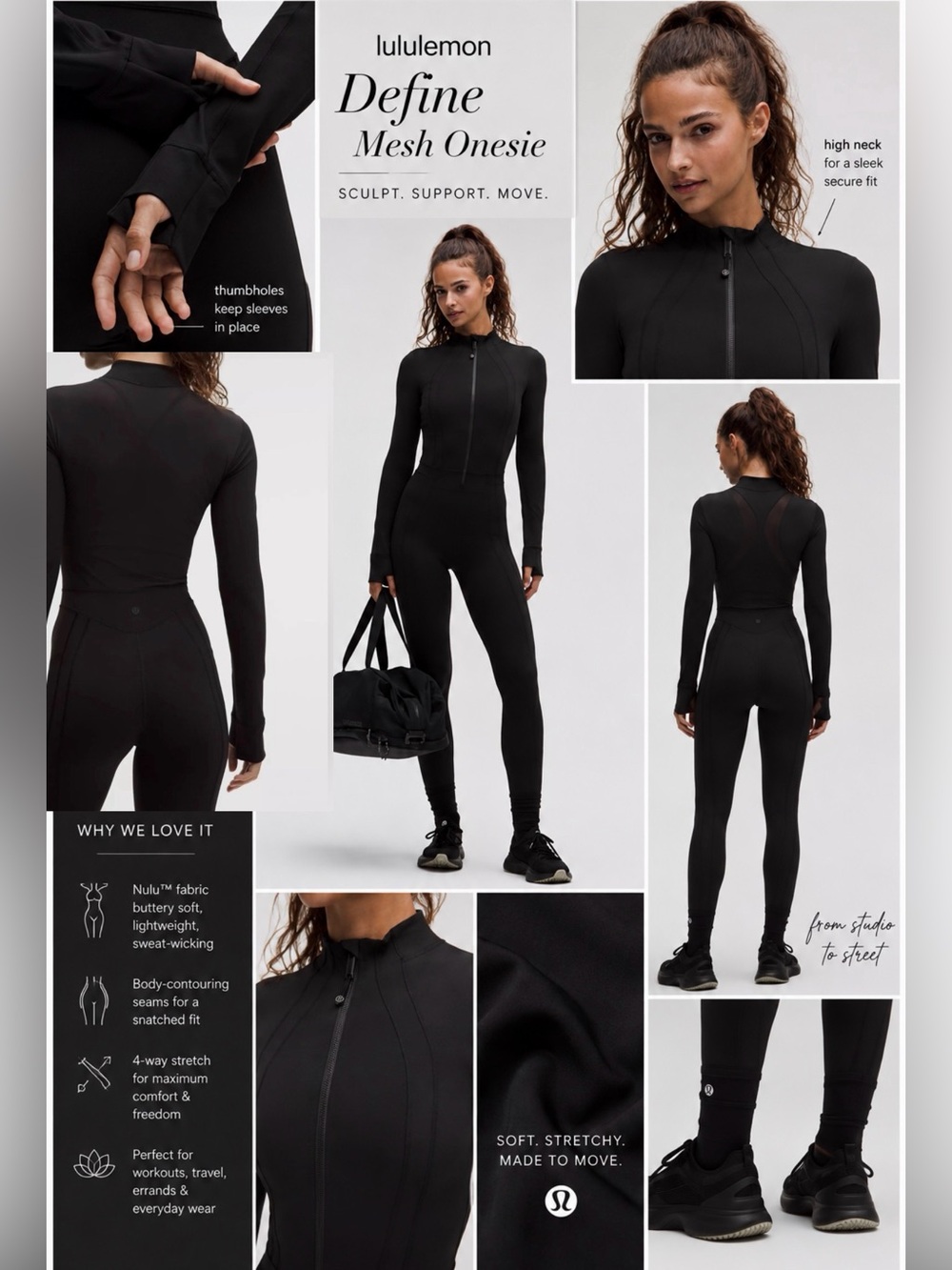 Lululemon black womens Define Mesh onesie size 6